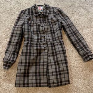 Roxy Pink/Grey Collared Peacoat. L